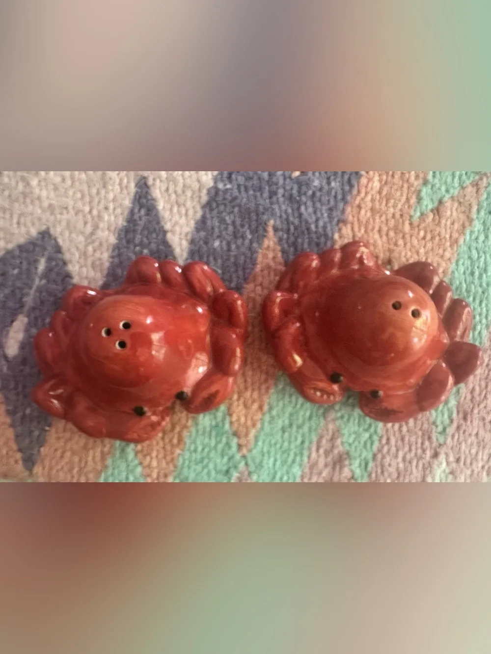 Vintage Ceramic Crab Salt and Pepper Shaker Set Ocean Beach Decor